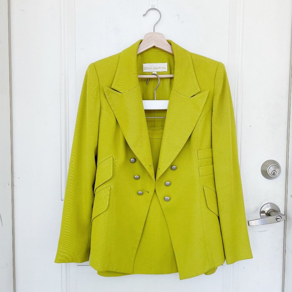 VTG Dina Bar-el Green Set Blazer and Skirt Coord